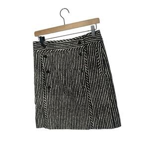 Tory Burch Pencil Skirt 6 Brown White Striped Double Breasted Pockets Career‎